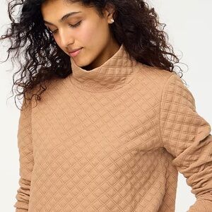 J. Crew Factory Quilted Mockneck Pullover - Pale Mocha Medium